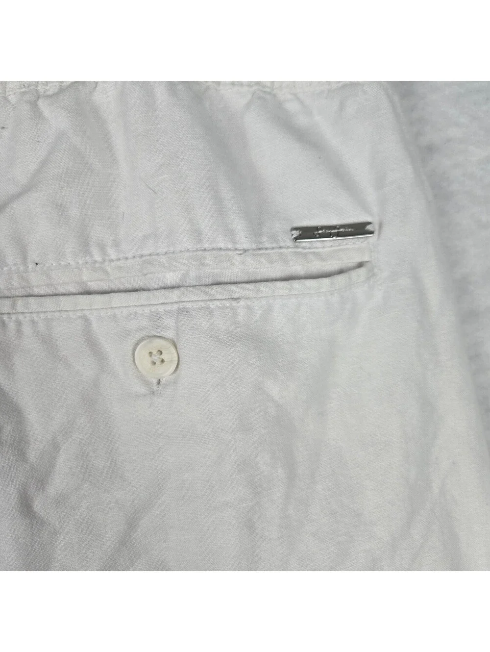 Sean John Men's White Linen Cotton Cargo Shorts Size 42 with Drawstring Waist